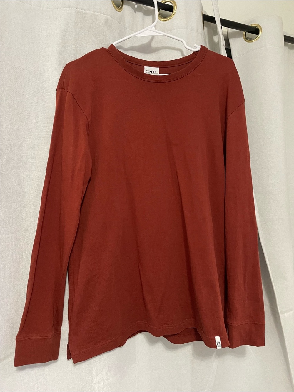 Zara women Rust Red/ terracotta Long-Sleeve Tee